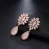 Pendientes Europeos y Americanos de Lujo Transfronterizos Exquisitos Conjunto de Cobre con Pendientes de Circonita en Forma de Gota Accesorios para Orejas de Novia Vestido de Boda Banquete