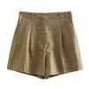 Comércio Exterior Verão Europeu e Americano Decote V Cor Sólida Colete de Botão Único + Calça Shorts de Cintura Alta Wide Leg Conjunto 9Zs2251