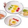Apenas para Pratos Domésticos Pratos de Jantar Pratos de Jantar de Cerâmica Tigelas Fundas para Sopa Textura Flutuante Personalidade Criativa Louça Simples Nórdica