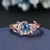 Anillos Yanbai de Moda Europea y Americana Creativos de Flor y Hoja con Circonita de Color Apilables Personalizados de Lujo Ligero de Gama Alta para Mujer