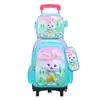 Mochila Escolar de Cuero 3D de Arrastre Juego de Tres Piezas Mochila de Arrastre Infantil de Dibujos Animados Bolsa de Almuerzo Venta Directa de Fábrica