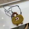 Linda Bolsa para Teléfono Móvil para Mujer, Bolso de Mano Pequeño Versátil de Dibujos Animados, Bolso Cruzado de Felpa con Bordado de Conejo