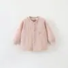 Top Cálido de Tres Capas para Bebé Otoño e Invierno Delgado Acolchado Algodón Puro Algodón de Aire Cárdigan Cruzado para Bebé Ropa de Hogar de Otoño Ropa Exterior