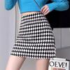 Falda a cuadros de tablero de ajedrez 2024 Falda para cubrir el vientre para mujer Verano talla grande Chic Sabor Hong Kong Cintura alta Adelgazante Falda línea A