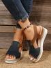 Sandalias de mujer talla grande transfronterizas Verano 2023 nuevas planas de cuña peep toe casual con correa de hebilla sandalias de mujer en stock