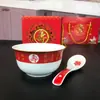 Jingdezhen Regalos para Cumpleaños Regalos de Agradecimiento para Cumpleaños Longevidad Tazones Regalos para Cumpleaños de Personas Mayores Tazones de Agradecimiento con Tiaoyi Shenghuo