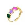 Anillo de Dedo Índice Abierto de Acero Inoxidable Nuevo Tohm Transfronterizo No Descolorante Color Esmalte Simple Anillo de Goteo de Aceite Al por Mayor
