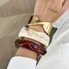 Pulseraancha Retro Transfronteriza Europea y Americana Cruzada Ins Pulsera de Joyería Hecha a Mano Teñido Irregular Espejo Maillard Nicho