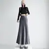 Falda satinada de sirena para mujer, otoño e invierno, forrada de polar, engrosada, de cintura alta, con efecto drapeado, que cubre la cadera, de longitud media