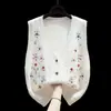 Chaleco de punto con cuello de cárdigan bordado para mujer, nuevo estilo primavera y otoño, prenda exterior holgada, chaleco de punto de moda