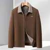 Jaqueta masculina 2026 outono/inverno, estilo workwear com gola de lapela, acolchoada e espessa, lã australiana, business casual, agasalho quente, moderna