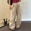 Calça Cargo Estilo Americano 2025 Outono Inicial com Bolso Diagonal Fashionável Sabre para Mulheres, Ampla Casual Afunilada High Street