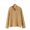 Suéter pulôver casual com decote em V, simples e casual, nova moda outono e inverno, malha básica solta e que afina