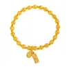 El Mismo Estilo que la Tienda de Oro Puzuo, Pulsera de Barras de Oro Pequeñas con Hielo Triturado Color Oro Arena con Cuentas de Ojo de Gato, Trayendo Riqueza y Buena Fortuna, con una Sensación de Lujo Ligero y Gama Alta