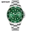 Sanda nuevo reloj de pulsera para hombre con correa de acero 7035 fantasma de agua verde, personalidad simple, calendario, cuarzo, fabricantes venta al por mayor