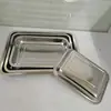 Placa cuadrada para barbacoa de acero inoxidable bandeja rectangular para rollos de arroz plato hondo para pescado a la parrilla tienda de 2 yuanes suministro al por mayor en stock