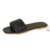 2026 Verano Nuevas Chanclas Planas con Correa Tejida Sandalias de Correa Única de Color Sólido Chanclas Chanclas al por Mayor