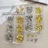 Decoraciones Metálicas de Mariposa para Uñas de 6 Rejillas Delgadas Populares Transfronterizas Plata 3D Mariposas Pequeñas Accesorios de Rhinestone para Uñas Desgastables DIY