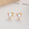 925 Prata Esterlina Love Moonstone Fio Orelha Prego Feminino Cor Mágica Moonstone Orelha Osso Unha Moda Ins Elegante Jóias de Orelha