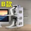 Soporte pequeño para impresora de mensajería de escritorio, estante de almacenamiento para escritorio de computadora, soporte de almacenamiento de doble capa para papel térmico de códigos de barras