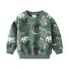 Suéter de camuflaje verde sin capucha de manga larga, moda casual diaria, para escuela, lectura, compras, para combinar, suéter para niño