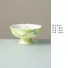 Xícara de Chá Cerâmica Miyan Pintada à Mão com Peônia Verde de Haste Alta para Mulheres, Xícara de Chá com Acabamento de Flores, Recipiente de Chá de Alta Qualidade, Conjunto de Chá Kung Fu