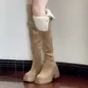 Botas largas hasta la rodilla, botas de nieve para mujer, modelo otoño e invierno 2026, de suela gruesa, que aumentan la altura, cálidas, forradas de felpa, botas de montar para personas menudas