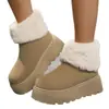 Botas de Nieve de Plataforma Baja con Suela Gruesa y Forro de Felpa para Mujeres Menudas, Moda Versátil Nueva Tendencia Invierno 2026 Botines con Adorno de Piel para Mujer