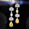 Pendientes de Circonita de Color de Industria Pesada Europea y Americana Colgante de Gota de Agua de Retazos Retro Pendientes Largos con Borlas Atmósfera para Vestido de Noche