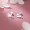 Pendientes de Aguja de Plata 999 para Mujer, Nuevo Estilo Chino, Pendientes de Riqueza Rápida, Tachuelas de Rosca, Joyería de Plata Pura para Perforación de Oreja
