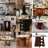 Patas de Mesa de Madera Maciza Usadas, Encimera de Mármol Piedra de Lujo, Mesa Redonda para Apartamento Pequeño, Base de Mesa de Comedor, Soporte y Marco de Soporte