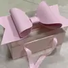 Caja Rosa de Flores Portátil con Lazo Transparente Pastel de Frutas Regalo