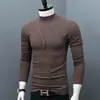 Camiseta interior de capa base engrosada transfronteriza para hombre, cuello medio alto, camiseta ajustada de otoño e invierno, color liso, cálida, talla grande, manga larga, ropa de otoño