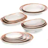 A5 melamina círculo branco Rede de Flores loja vermelha Prato oval japonês restaurante de hot pot restaurante de pratos frios prato fundo imitação de porcelana prato de peixe