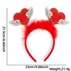 Diadema Corazón Rojo Día de San Valentín Accesorio para el Cabello Fiesta Navideña Decoración para Fotos Atrezo Diadema de Plumas en Forma de Corazón