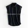 Colete Camisa Estilo Chic Francês Novo Versátil Roupa de Trabalho Top de Manga Curta de Alta Qualidade Estilo Coreano Camisa Solta