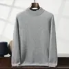 Suéter de cachemira para hombre con cuello semi-alto, color liso, tejido de punto business casual, corte holgado, lujo ligero, engrosado, cálido, suéter de capa base