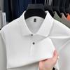 Camisa Polo Juvenil Masculina Manga Longa Primavera e Outono Nova Casual de Negócios Cor Lisa Camiseta Masculina Meia-Idade Camiseta 100% Algodão