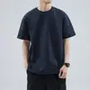 Camiseta de engenharia manga curta masculina fábrica algodão gola redonda solta lava-rápido cor sólida branca base verão