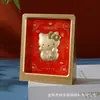 Marco de Fotos 3D con Lámina Dorada Atrae Riqueza Adorno de Escritorio Calabaza Dios de la Riqueza Bolsa de la Suerte Decoración de Escritorio Souvenir de Inauguración Reunión Anual Regalo