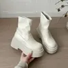 Botas Plataforma JK Bege Novo Primavera Outono Estilo College Botas Martin Botas Curtas Femininas Visual Petite Sola Grossa 2026
