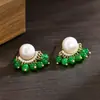 Nuevos Pendientes Exquisitos y Vibrantes Estilo Chino de Gama Alta con Diseño de Borla y Perla, Aguja de Plata de Ley 925 Incrustada con Circonita Cúbica para Mujer