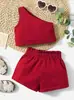 Conjunto Infantil Transfronteiriço Comércio Exterior Roupas de Casa Europeu e Americano Verão Amazon Alça Dupla Feminino Conjunto de Duas Peças Cor Sólida
