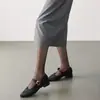 Zapatos Mary Jane de Punta Cuadrada Franceses para Mujer, 4 cm de Tacón, Estilo Verano, Adecuados para Faldas, Estilo de Noche Primavera y Otoño 2025, Zapatos de Tacón Grueso Individuales para Mujer