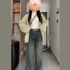 Jeans de Pierna Ancha para Chica Gordita de Tallas Grandes Estilo Retro Americano Pantalones Mop Rectos Sueltos de Cintura Alta Nuevos Primavera y Otoño 2025