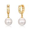 Pendientes de lujo para damas, de moda, combinables, con colgante de perla de imitación chapada en oro auténtico y latón, de gran venta transfronteriza entre Europa y América.