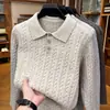 Suéter Jacquard Espesso Lavável à Máquina Anti-Pilling Masculino 2026 Outono/Inverno Nova Chegada Gola Lapela Manga Longa Suéter Quente Masculino