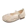Zapatos Mary Jane de Cuero de Moda para Niñas 2026 Primavera y Verano Nuevos Elegantes Zapatos Plateados de Princesa Zapatos de Cristal para Niñas Pequeñas