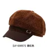 Novo chapéu octogonal vintage com acabamento em couro xadrez para mulheres, outono e inverno, moderno, com fivela de metal, versátil, estiloso, afina o rosto, chapéu de artista