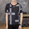Camiseta de verano de manga corta para hombre, nueva, de seda helada, con huecos, estilo coreano, moderna, guapa, secado rápido, estampada, para adolescentes